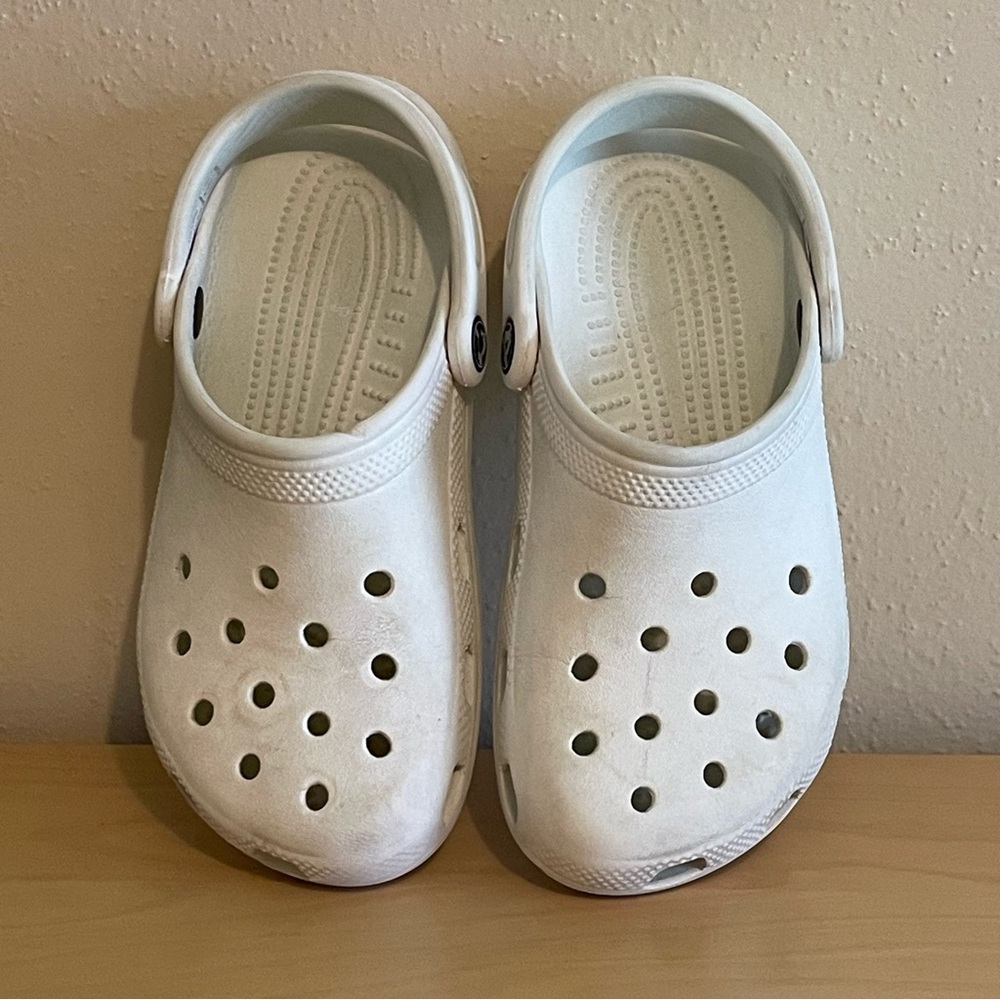 Crocs Junior 4 Slip On Sandals Clog Shoes White Classic